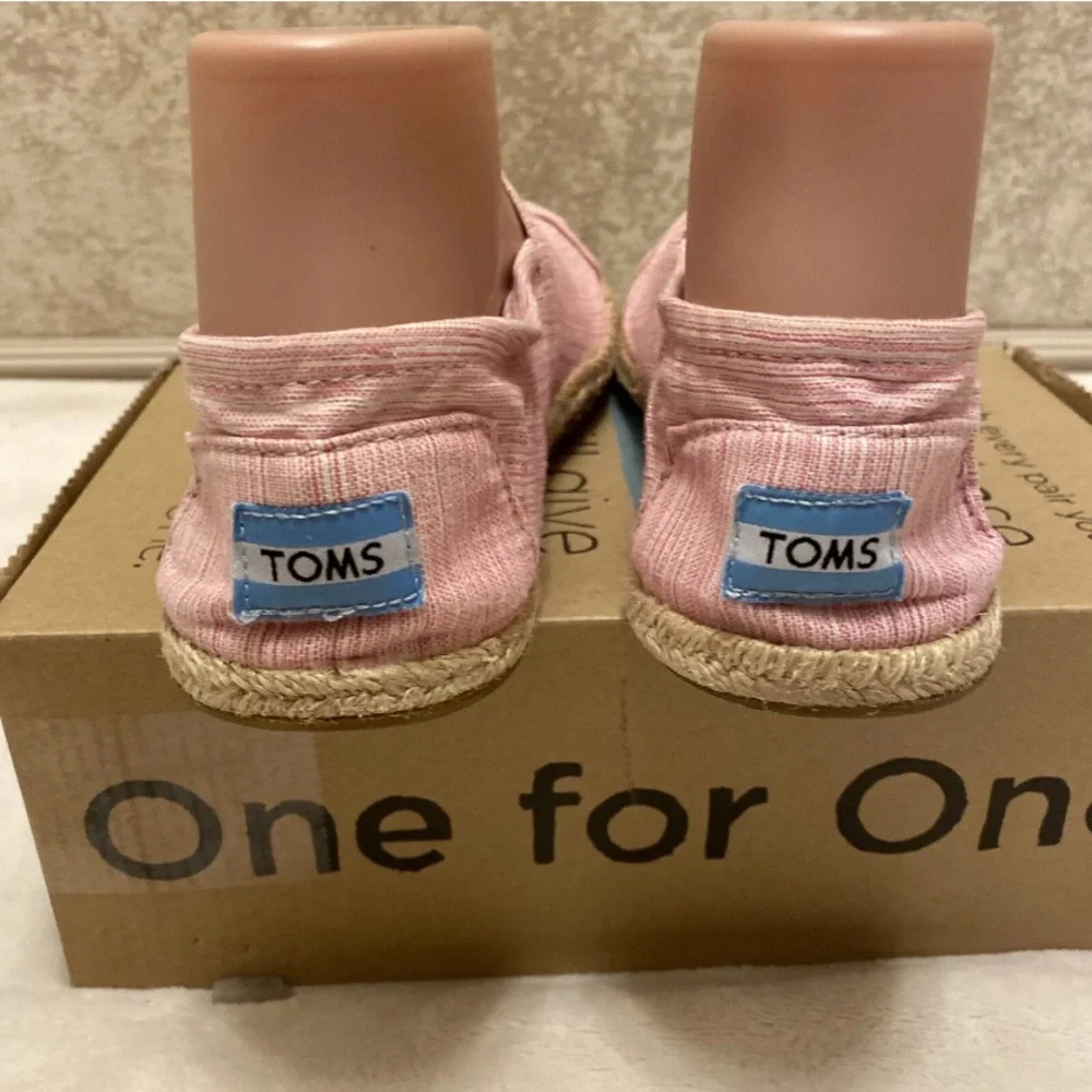 Toms Pink And White Striped Espadrilles